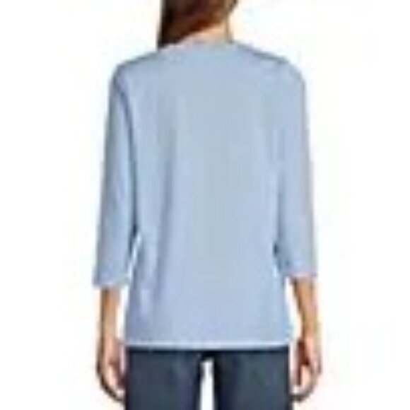 NWT L.L.Bean Supima Cotton Blue 3/4 Sleeve Tee‎ 1X Casual Basic - Picture 3 of 7